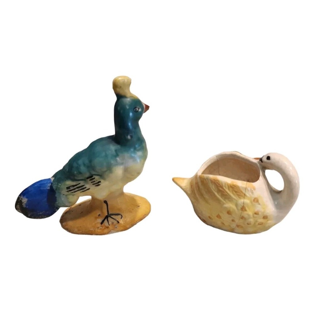 Vintage Occupied Japan Figurines‎ Pheasant Swan Birds Toothpick Holder - Picture 4 of 7